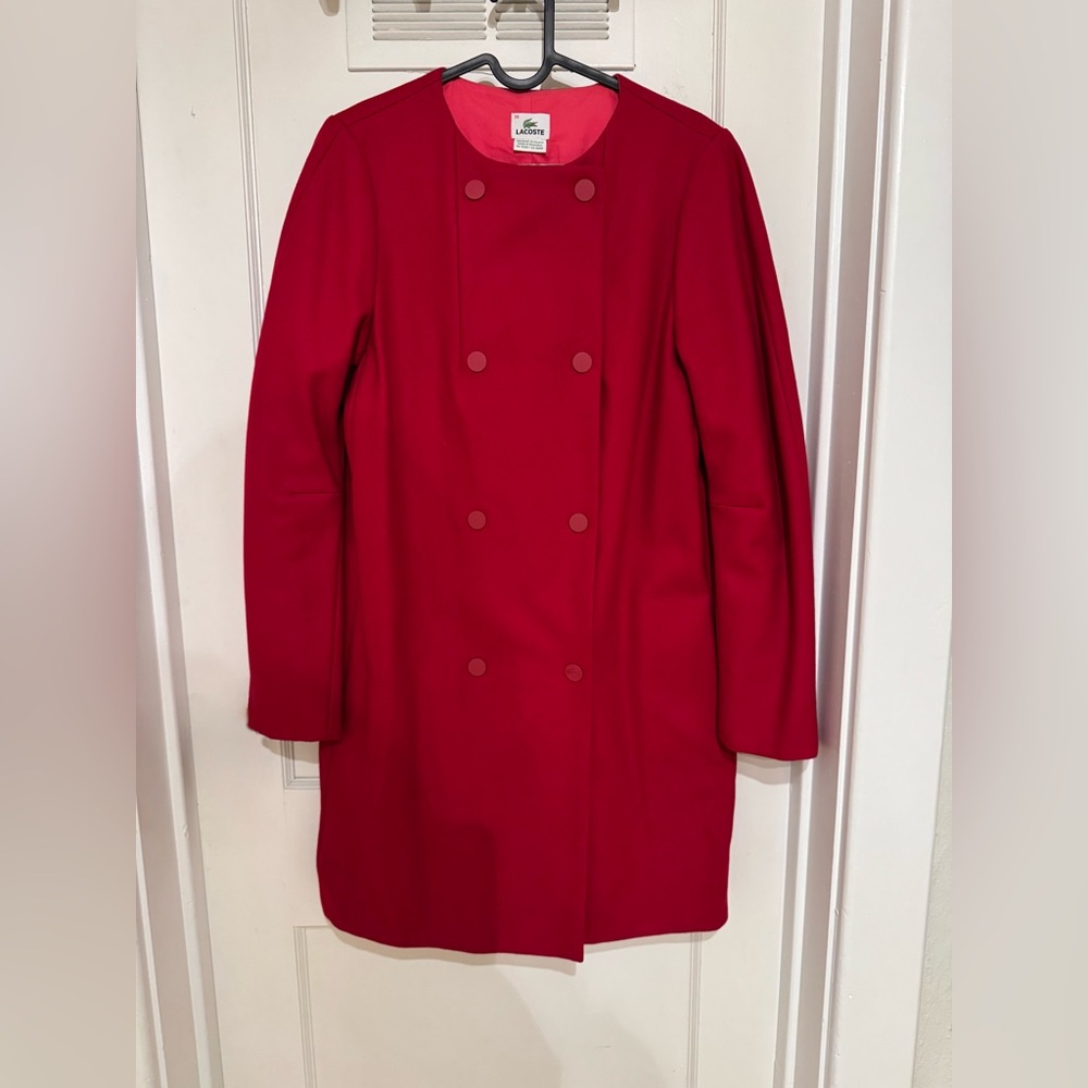 Lacoste Red Wool Blend Coat